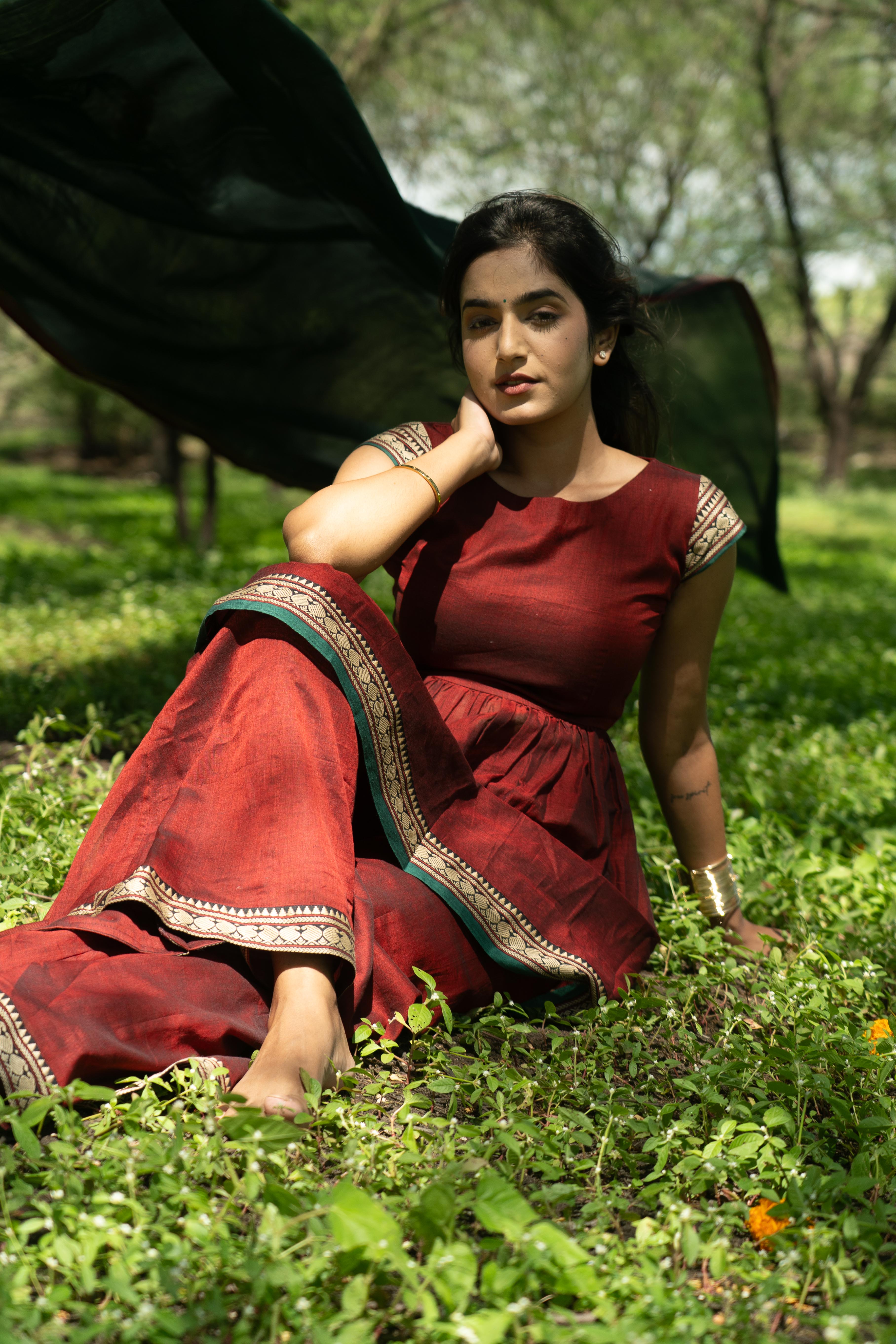 Maroon Sharara Set